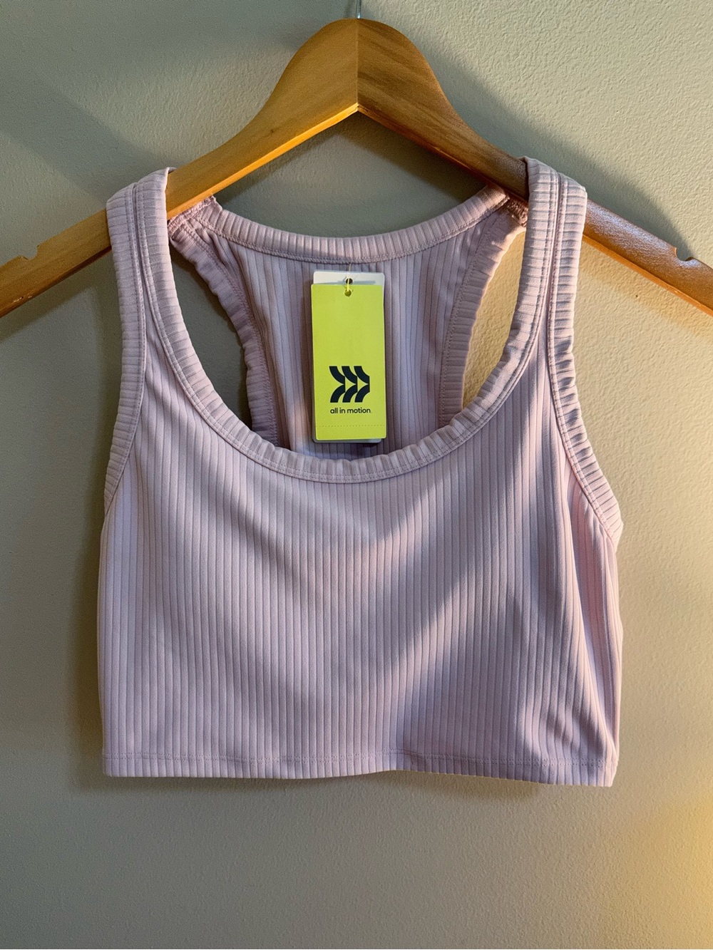 NWT Light Pink Women's Light Support Rib Racerback Longline Sports Bra